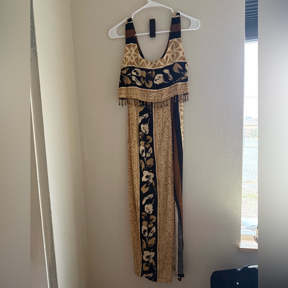 Just Choon- Size 3- Black and Gold Floral Maxi Dress